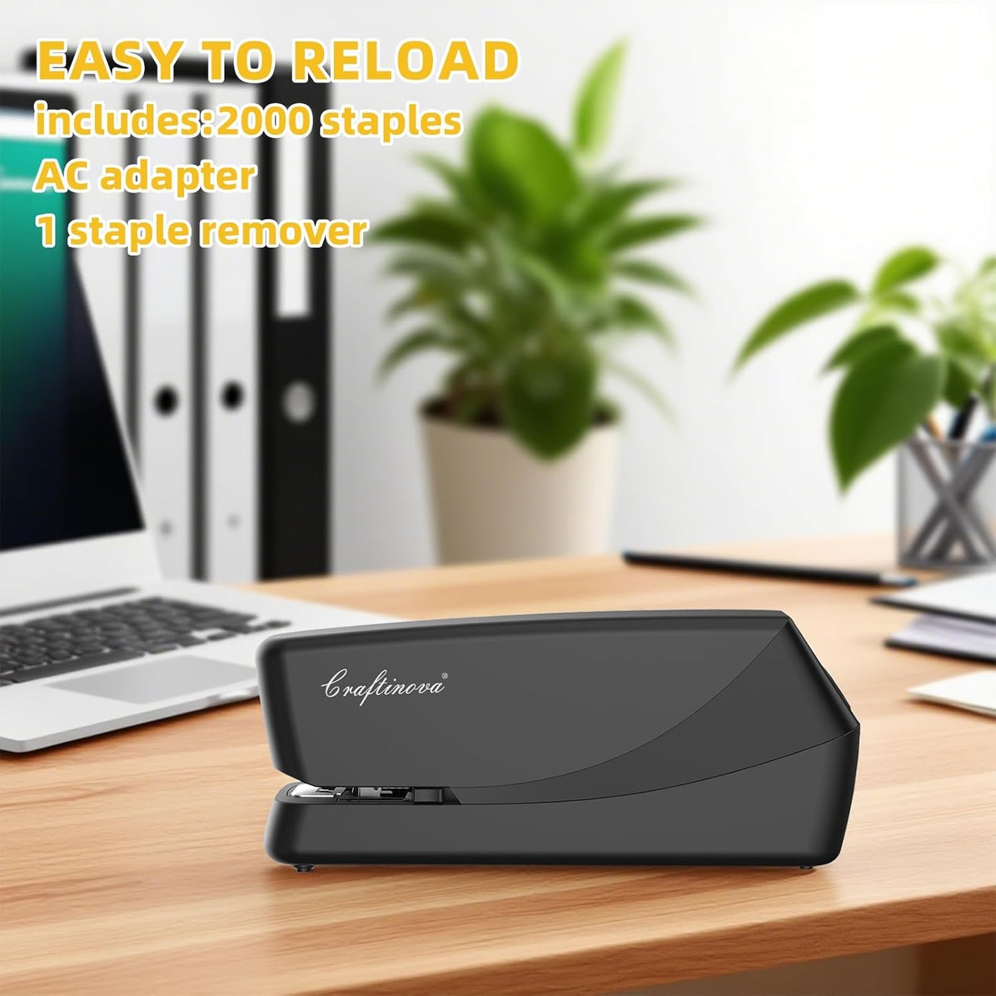 Electric Stapler,Automatic,Inclued 2000 Staples and 1 Staple Remover, Heavy Duty Can Store 210 Staples,AC or Battery Powered Stapler Heavy Duty, 25 Sheet Capacity.