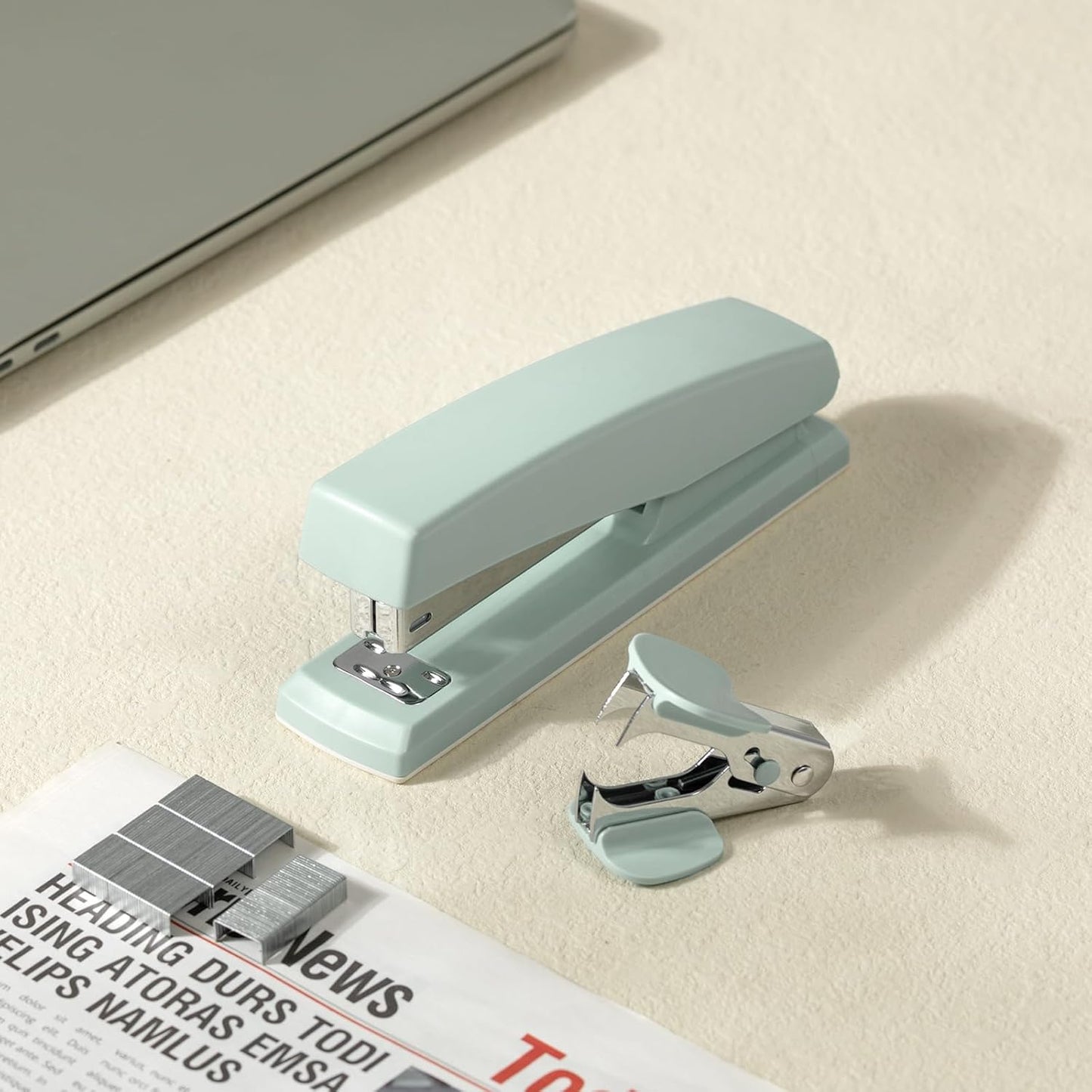 Deli Desktop Stapler, 2 Pack, 25 Sheet Capacity, Includes 2000 Staples and 2 Staple Removers, Green