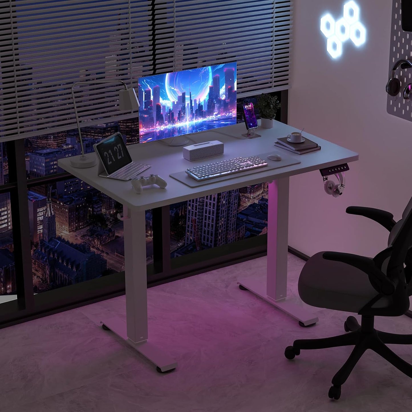 40 * 24 Electric Standing Desk, Adjustable Height Sit Stand Up Desk, Motorized Home Office Computer Gaming Workstation Desk