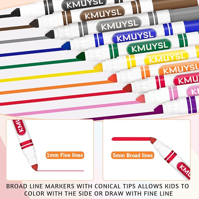 KMUYSL 160 Count Washable Markers Bulk, 10 Assorted Colors - Broad Line Conical Tip Coloring Markers for Kids, School Art Supplies & Back to School Supplies, Teacher Classroom Must Haves