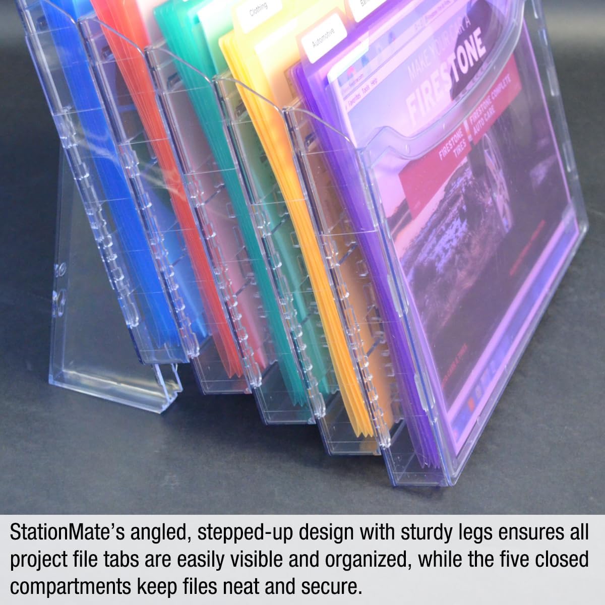 Ultimate Office StationMate Desktop Organizer (Includes 25, 5th-Cut PocketFiles). Complete Project Manager and File Sorter for The Office or Home with an Incline Design Puts All Files in Clear View