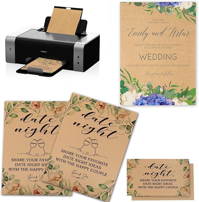 5x7 Blank Kraft Cardstock Paper (Set of 50) Thick Paper - 80lb Flat Cards Stock Printer Paper for Make Your Own DIY Invitations, Note, Greeting, Table Cards - Writing, Stamping, Painting, Drawing