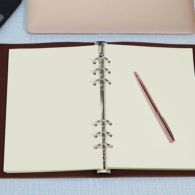 A5 Blank Refill Paper, A5 Loose Leaf Paper 6 Hole Notebook Refills for 6 Ring Refillable Binder Notebook Planner Diary Journals Painting -Blank Pages,80 Sheets/160 Pages