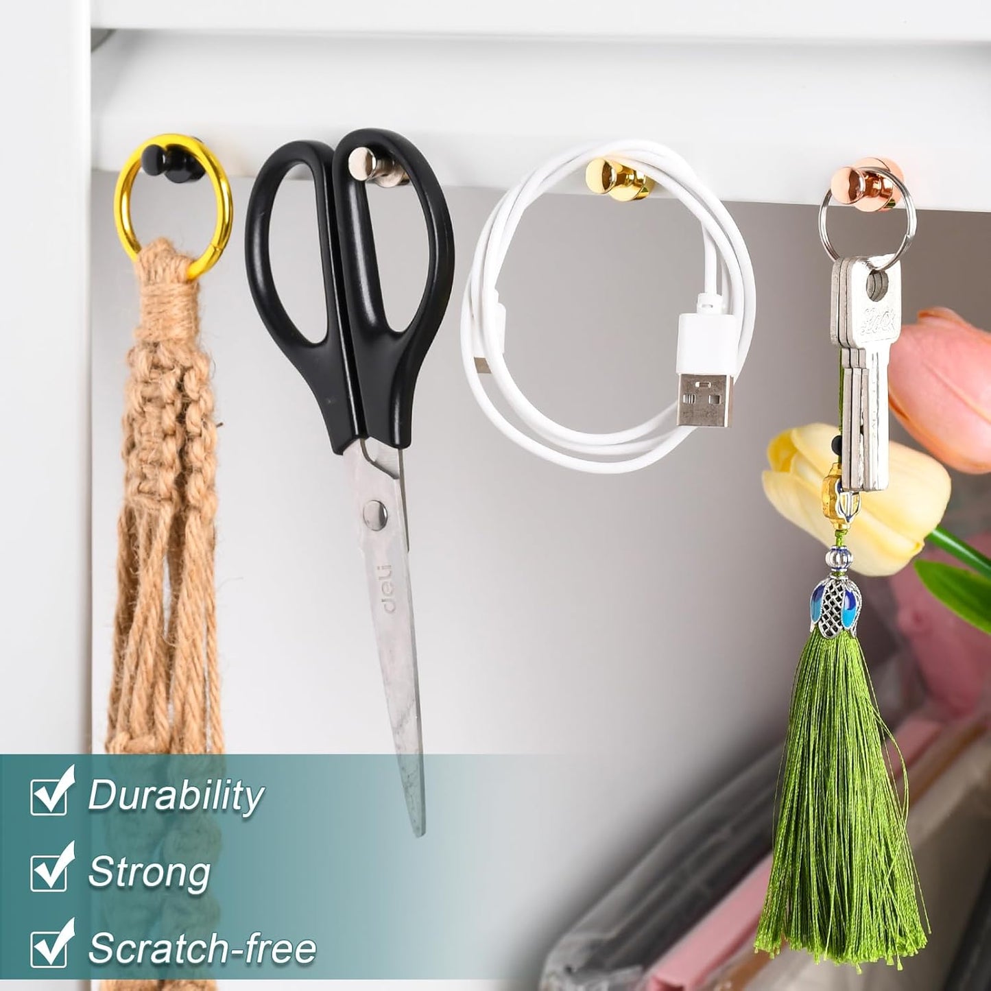 22 Pack Fridge Magnets, Rose Gold Strong Magnets for Whiteboard, Push Pin Refrigerator Magnets Small Strong Rare Earth Magnets Neodymium Magnet for Office, Classroom, Kitchen, Home