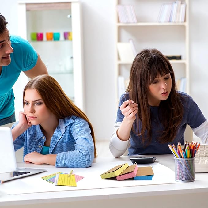 1000 PCS Index Cards 3x5 Inches Colored Flash Cards with Ring, Punched Lined Flashcards Ruled Index Cards Notecards Study Cards Heavy Note Cards for Studying, Learning, School, College, Memory