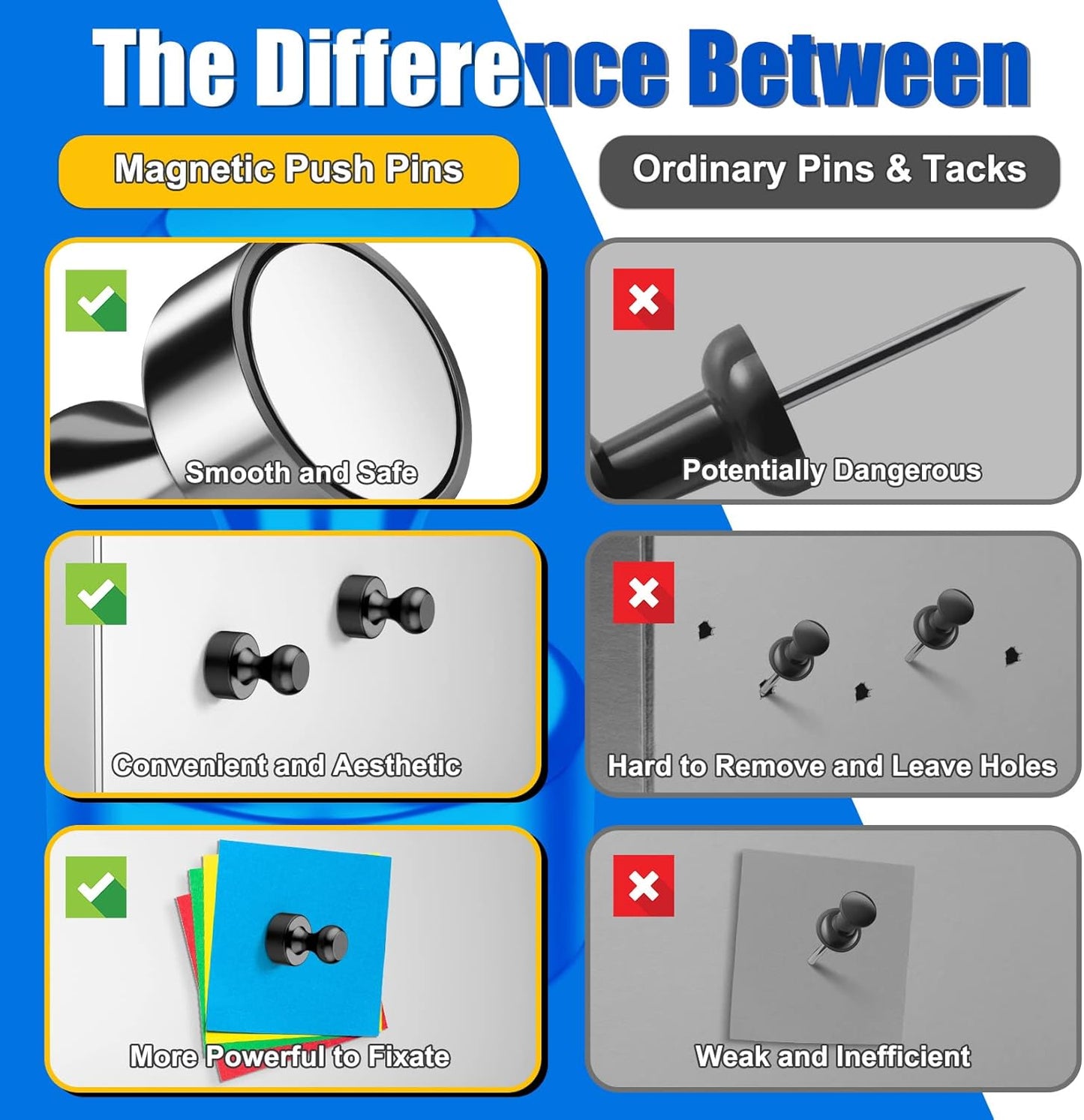 18 Pack Strong Whiteboard Magnets, Small Refrigerator Magnets Push Pins, Black Dry Erase Board, Magnetic Spider for Kitchen, Office, Gadgets, Desk Accessories, Shopping List,