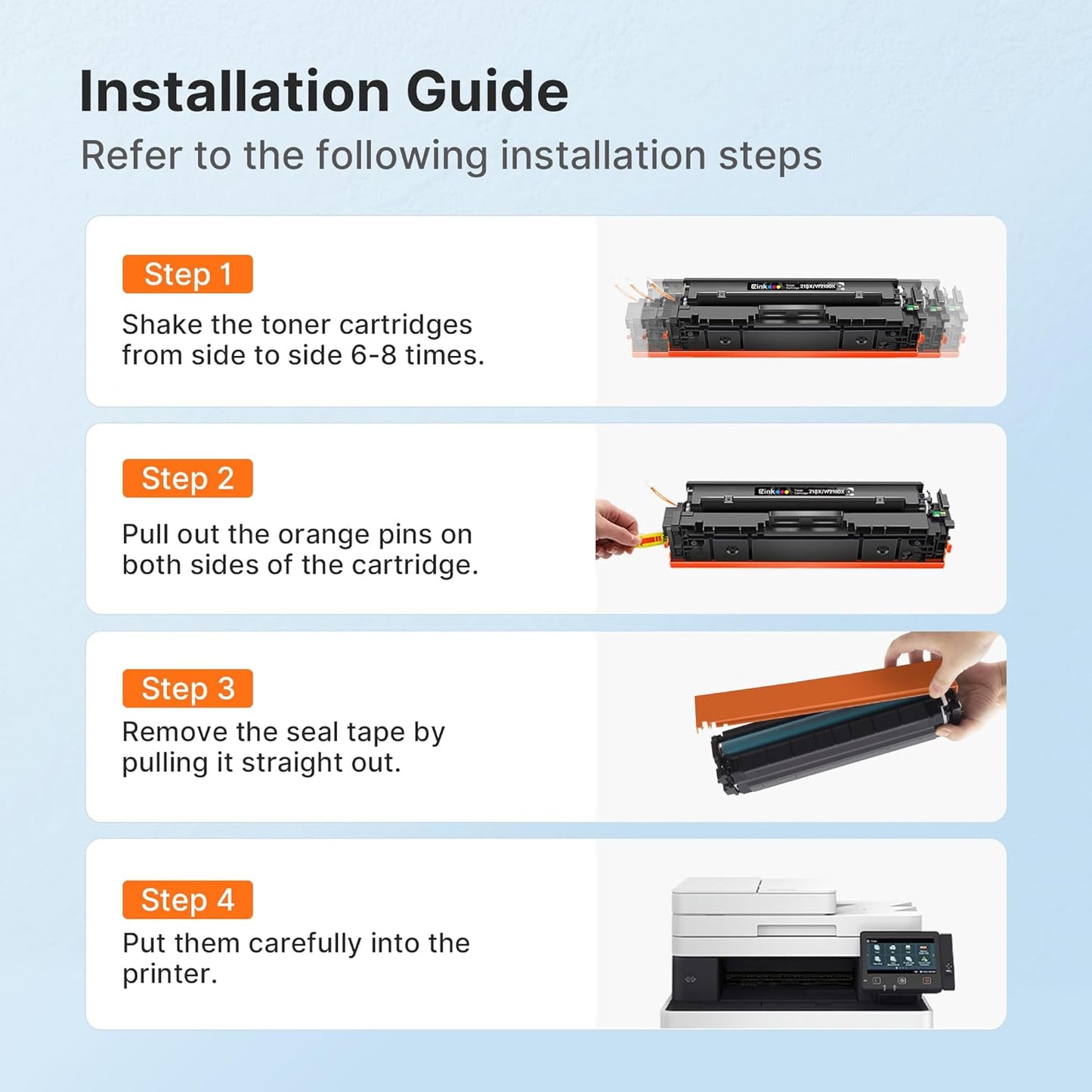 E-Z Ink 218A with Chip Compatible for HP 218A Toner Cartridges 4 Pack 218X Toner for HP Color Laserjet pro MFP 3301fdw Toner 3301cdw 3201dw 3301sdw Printer Ink Set W2180A W2180X (BCMY)