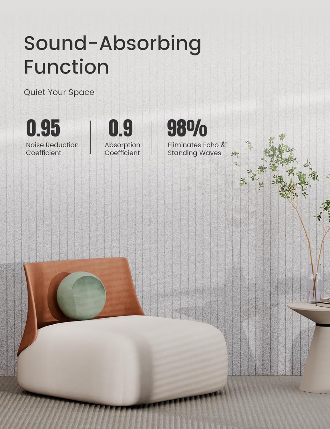 Bumusty Large Cork Board Alternative-36 x24 Felt Bulletin Board Tiles, with 30 Pushpins, 40 Adhesive Tabs, 6-Pack Slat Wall Paneling, Cork Boards for Office Push Pin Board Felt Board-Marble Gray