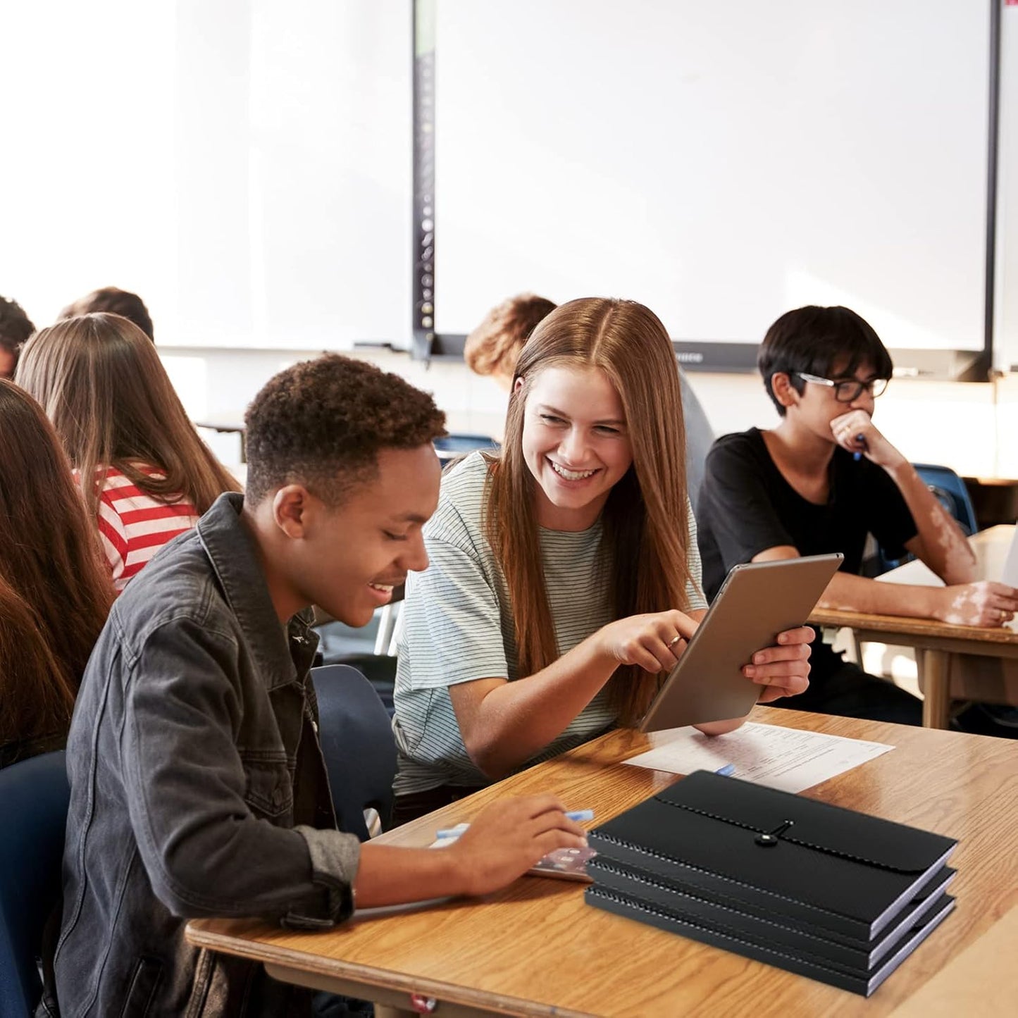 7 Pocket Expanding File Folder with Tab Inserts, Accordian File Organizer Document Receipt Organizer, Accordion Folder File Keeper A4 Letter Size, for School Home Office, Black