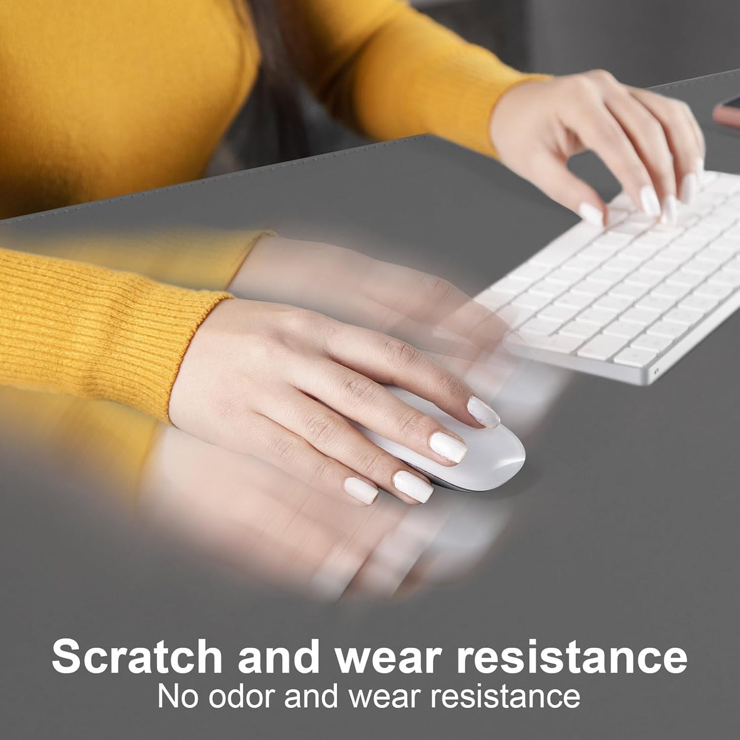 DAWNTREES Desk Mat Protector,PU Leather Desk Pad,Non Slip, Large Mouse Pad and Keyboard Mat, Waterproof Writing Pad for Office and Home (Dark Gray,35.5''x16.9'')