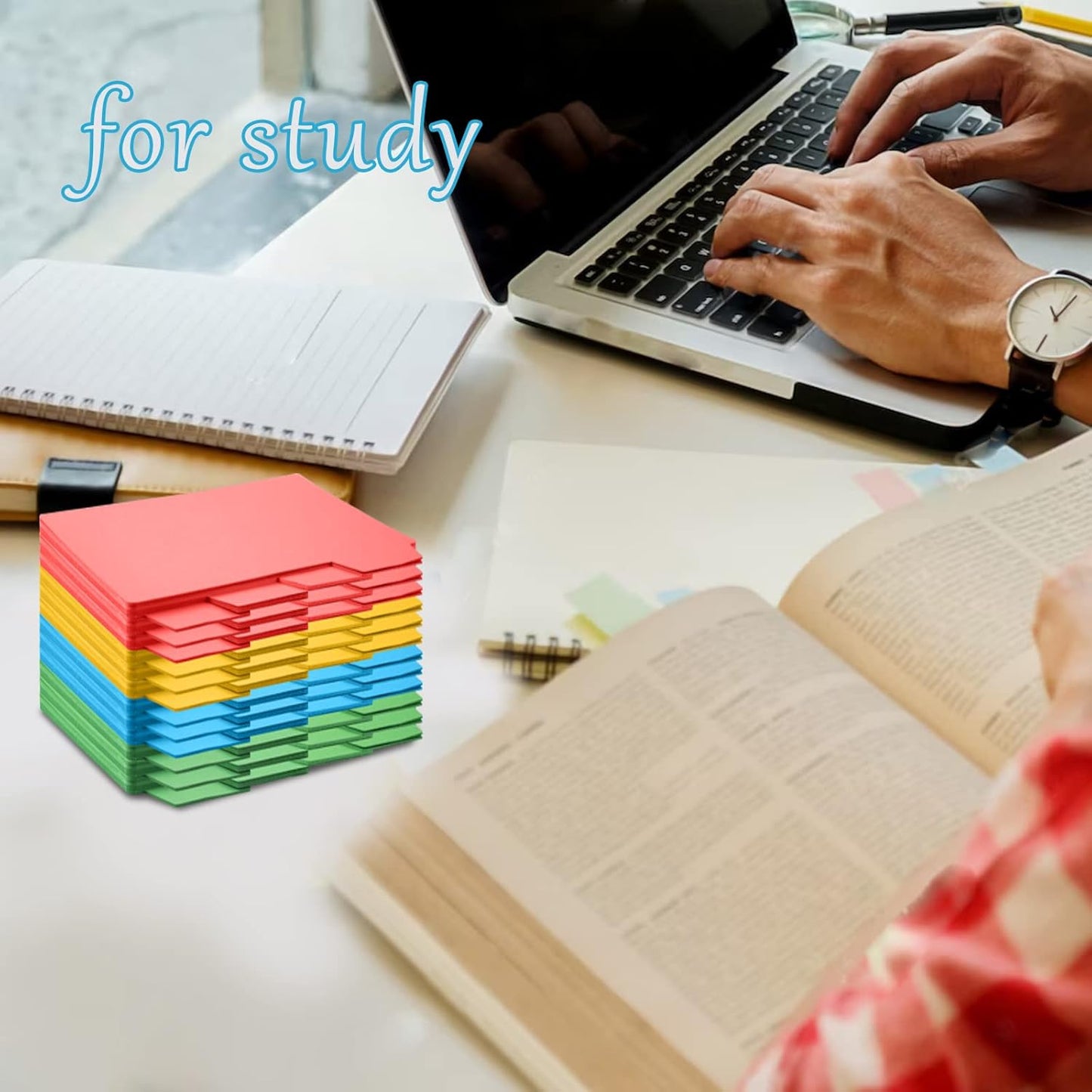 96 Pcs 5x8 Index Cards Dividers With Blank Tabs - Color Note Cards for Studying, Working, Office, School, Business, Home