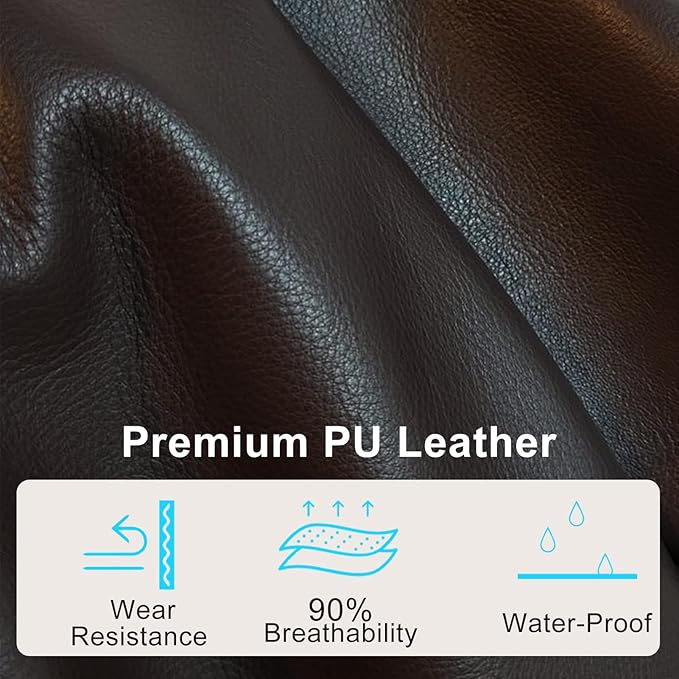 Home Office Chair, Executive Comeputer Desk Chair Ergonomic Office Chair with Adjustable Lumbar Support, Tilt Lock, PU Leather, Swivel Rolling Chair for Gaming Adult Working Study-Brown