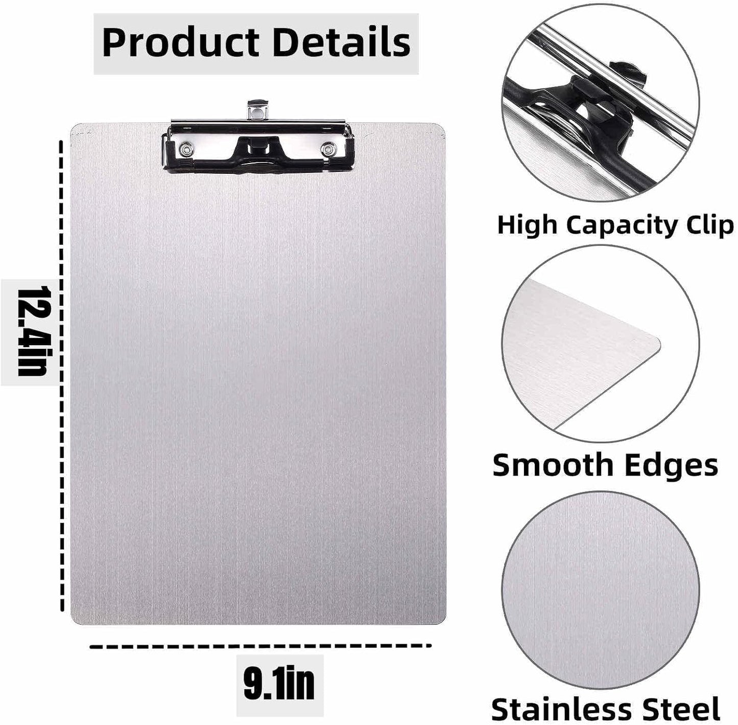 304 Stainless Steel Metal Dry Erase Clipboards with Pen Holder,Double-Sided Anti-Fingerprint White Board,Letter Size(Not to be adsorbed by Magnets)