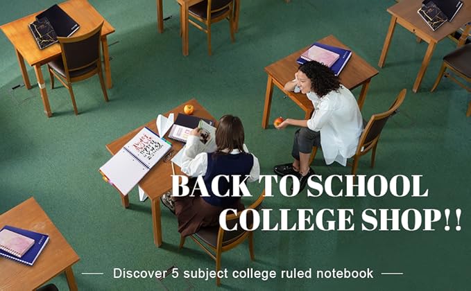 Spiral Notebook - 5 Subject Notebook, College Ruled Notebook With Dividers Pocket, Tabs Label (8.5x11Black)