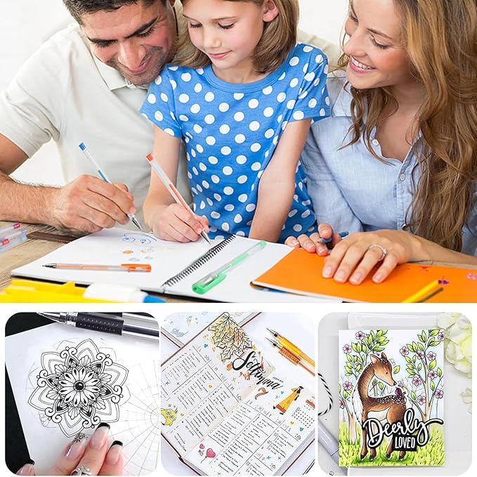 Purple Gel Pens for Coloring Book,36 Color Gel Pens Set including 12 Color Gel Pen with 24 Refills,40% More Ink Colored Gel Pens for Drawing, Doodling, Scrapbook, Journaling