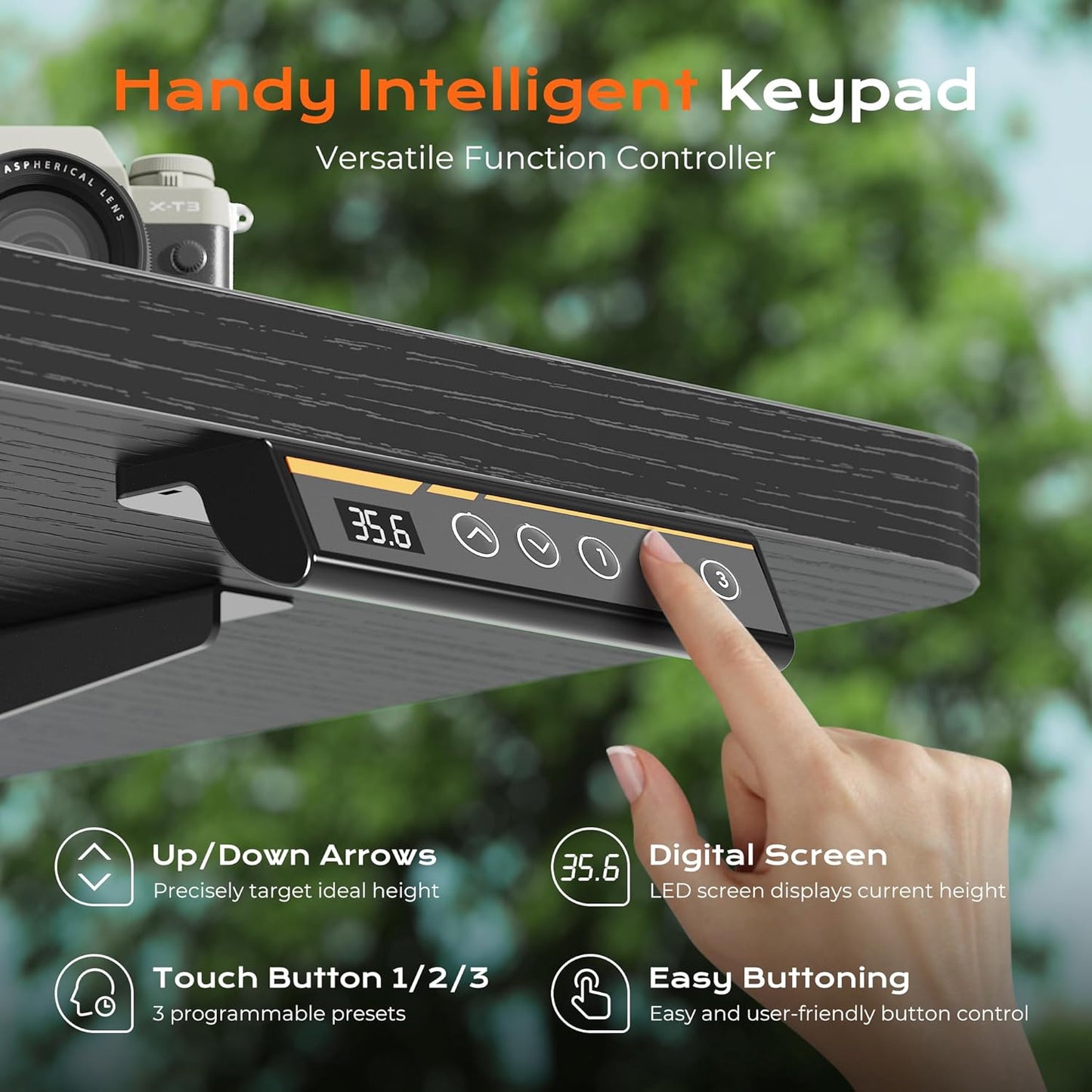 Huuger 48 x 28 Large Electric Standing Desk, Height Adjustable Desk, 27.6" Deep Desktop, Stand up Gaming, 2 Hooks, 3 Preset Heights, for Home Office, Black