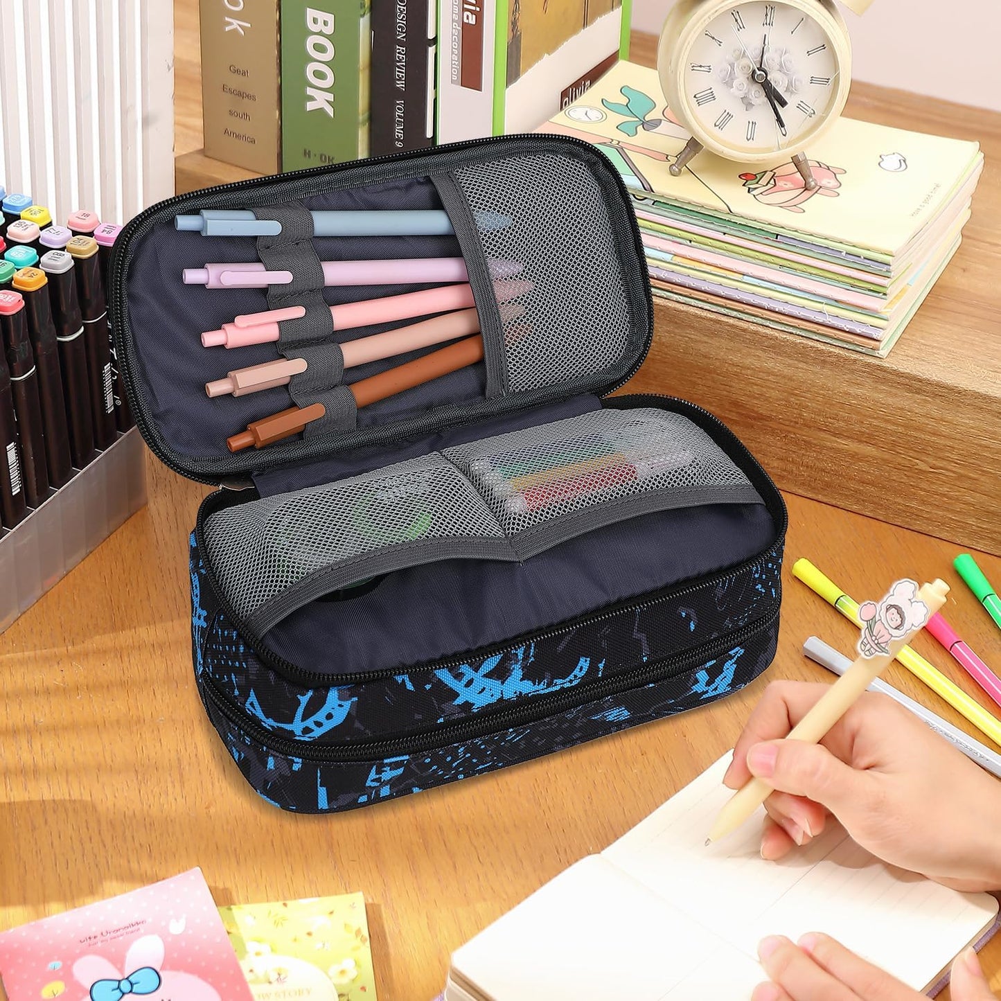 Pencil Cases for kids, Large Capacity Pencil Pouch, Office College School Marker Organizer Case pen for Men Women Adult Teens