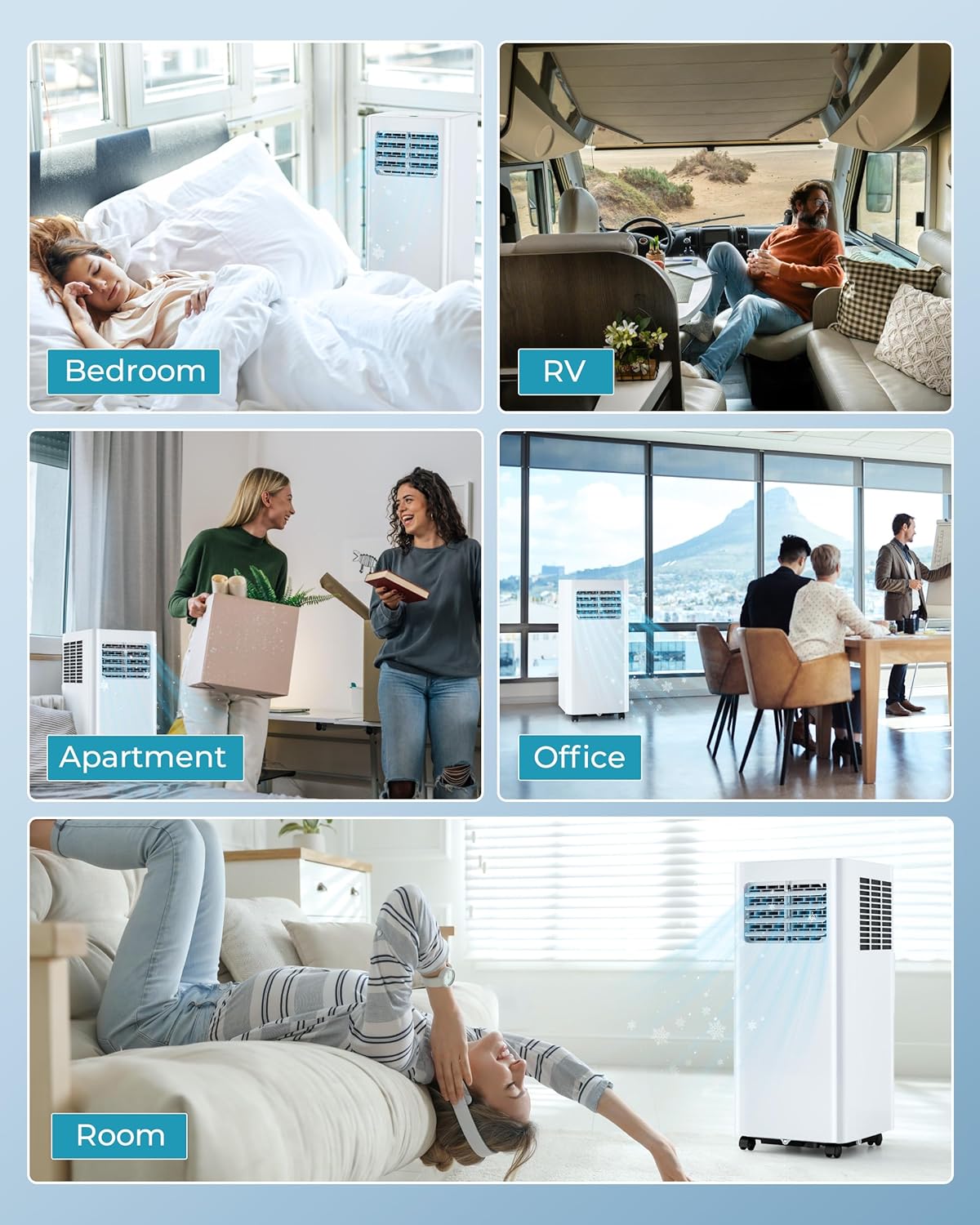 EUHOMY Portable Air Conditioners 8,000 Btu, 3 in 1 Portable Cooling AC with Dehumidifier, Fan, Sleep Modes, AC Unit with Remote Control & 24H Timer for Bedroom, Rooms, Apartments up to 350 Sq.Ft.