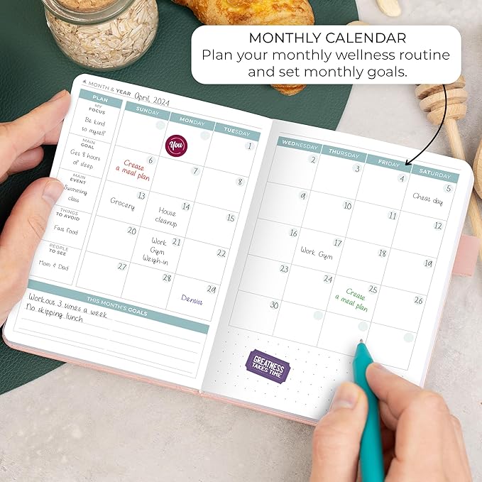 Clever Fox Food Journal Pocket - Daily Food Diary, Meal Planner to Track Calories & Nutrients, Weight Loss Tracker Notebook, 4x5.5” (Rose Gold)