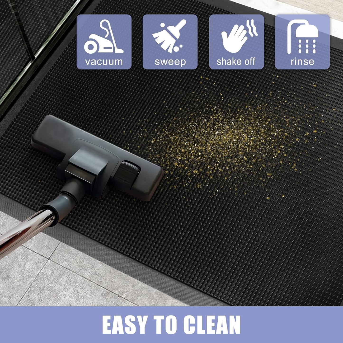 Kuyal Front Door Mat, 2'x3' Outdoor Entrance Mat, Winter Non-Slip Waterproof Outside Entrance Mats, Heavy Duty Durable Welcome, Non Slip Rubber Outdoor Mats for Entryway, Black