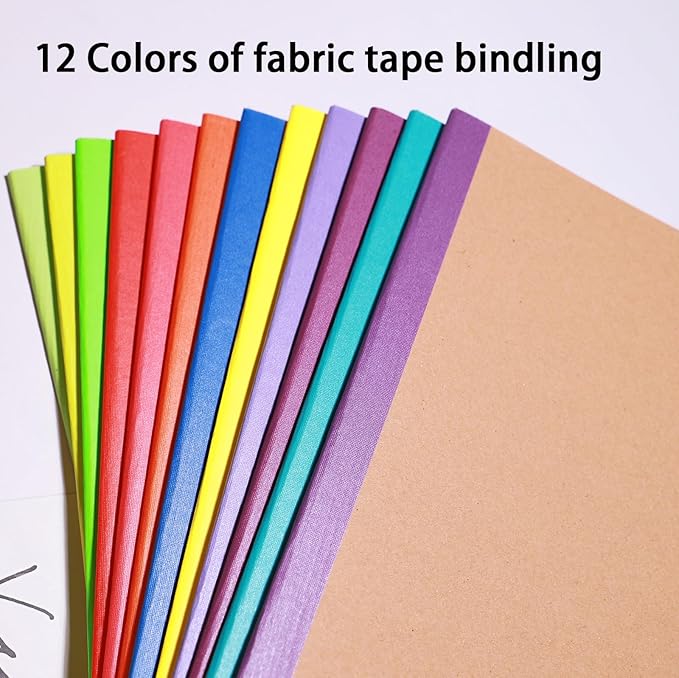 12 Pack A5 Notebooks Bulk, Kraft Cover Lined Blank College Ruled Travel Journals with 12 Colors Rainbow Spines For Women Students, 60 Pages, 8.3”x 5.5”, for Home, Office or School Supplies