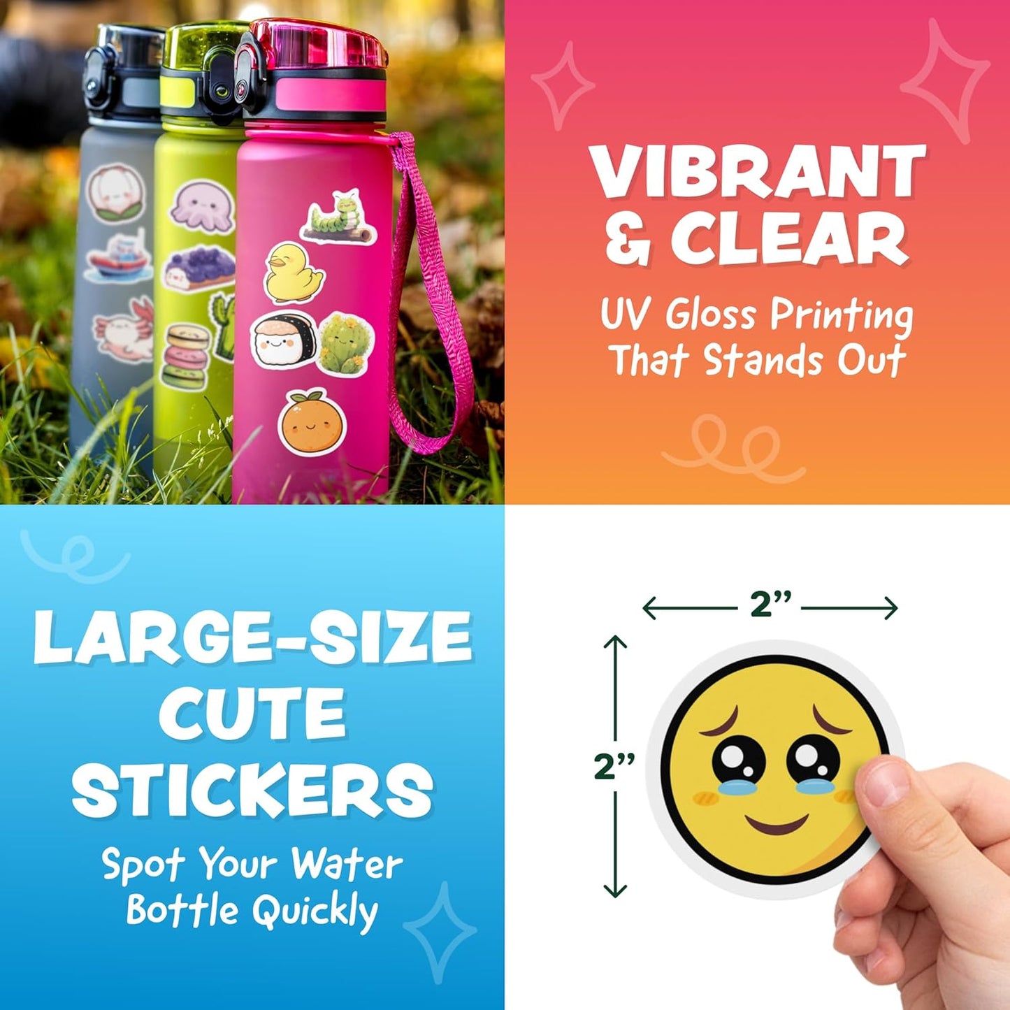 Cute Stickers for Kids - Kawaii Stickers for Kids Classroom Decor, Water Bottle & Teacher Rewards - 324pc Easy Peel Bulk Pack for Teens - Waterproof Vinyl Decals - Scrapbooking, Journaling, Notebook