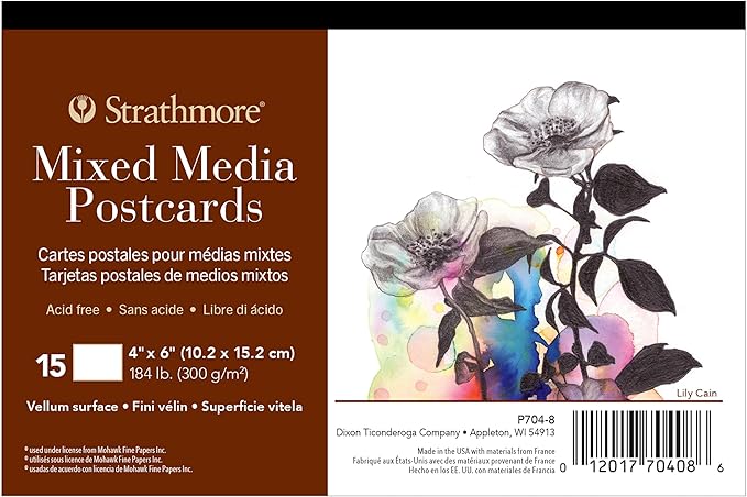 Strathmore Mixed Media Postcard Pad, 4x6 inches, 10 Pack, Envelopes Included - Custom Greeting Cards for Weddings, Events, Birthdays