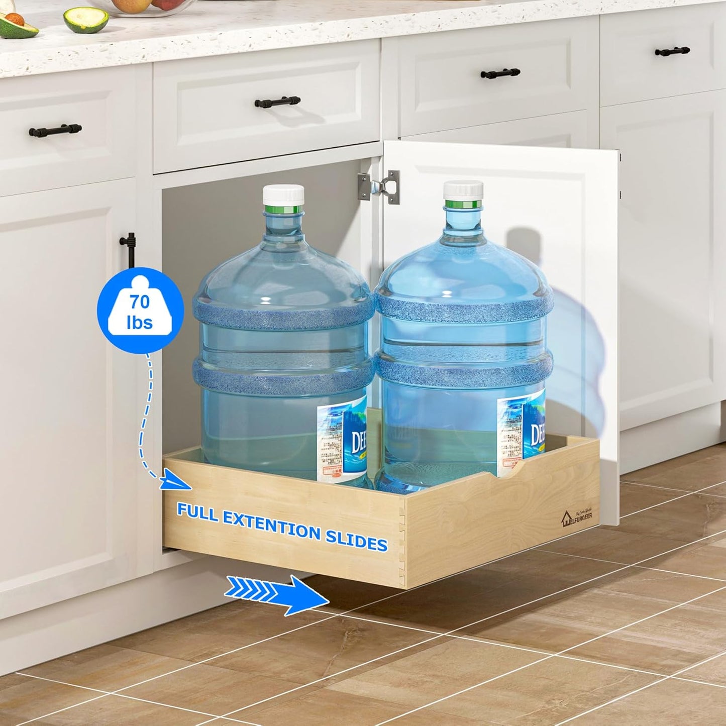 WelFurGeer Soft Close Pull Out Drawers for Kitchen Cabinets, 26" W x 22" D Pull Out Cabinet Organizer, Cabinet Drawers Slide Out, Slide Out Drawers for Kitchen Cabinets, Cabinet Pull Out Shelves