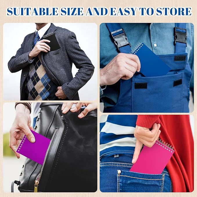 24 Pcs Small Pocket Notebooks 3 x 5 Inch Mini Memo Spiral Notepads Top Bound College Ruled Lined Note Pads for Back School Office Journaling Noting, 75 Sheets/Pad (Rainbow)