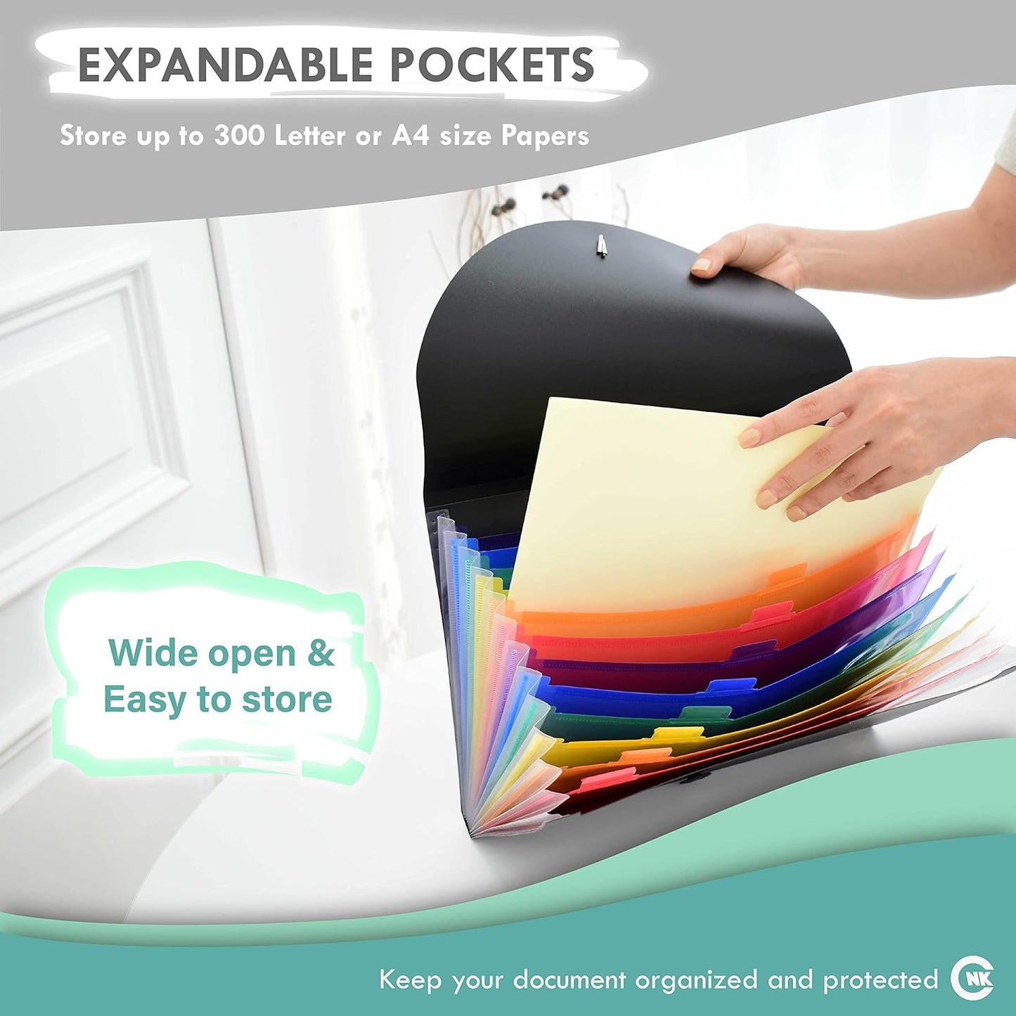 CNK File Folders Organizer with 13 Pockets Accordion Expanding Folder For Documents Receipt Document Paper Pocket Filing Products Accordian Important expandable holder files alphabetical Labels Letter