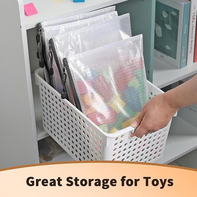 Umriox Zipper Mesh Document Pouch, 16.9x12.4 in (Black, 18 Packs), Clear Zipper Pouches, Waterproof Travel Pouch for Office Supplies, Puzzles, Board Games and Craft Projects