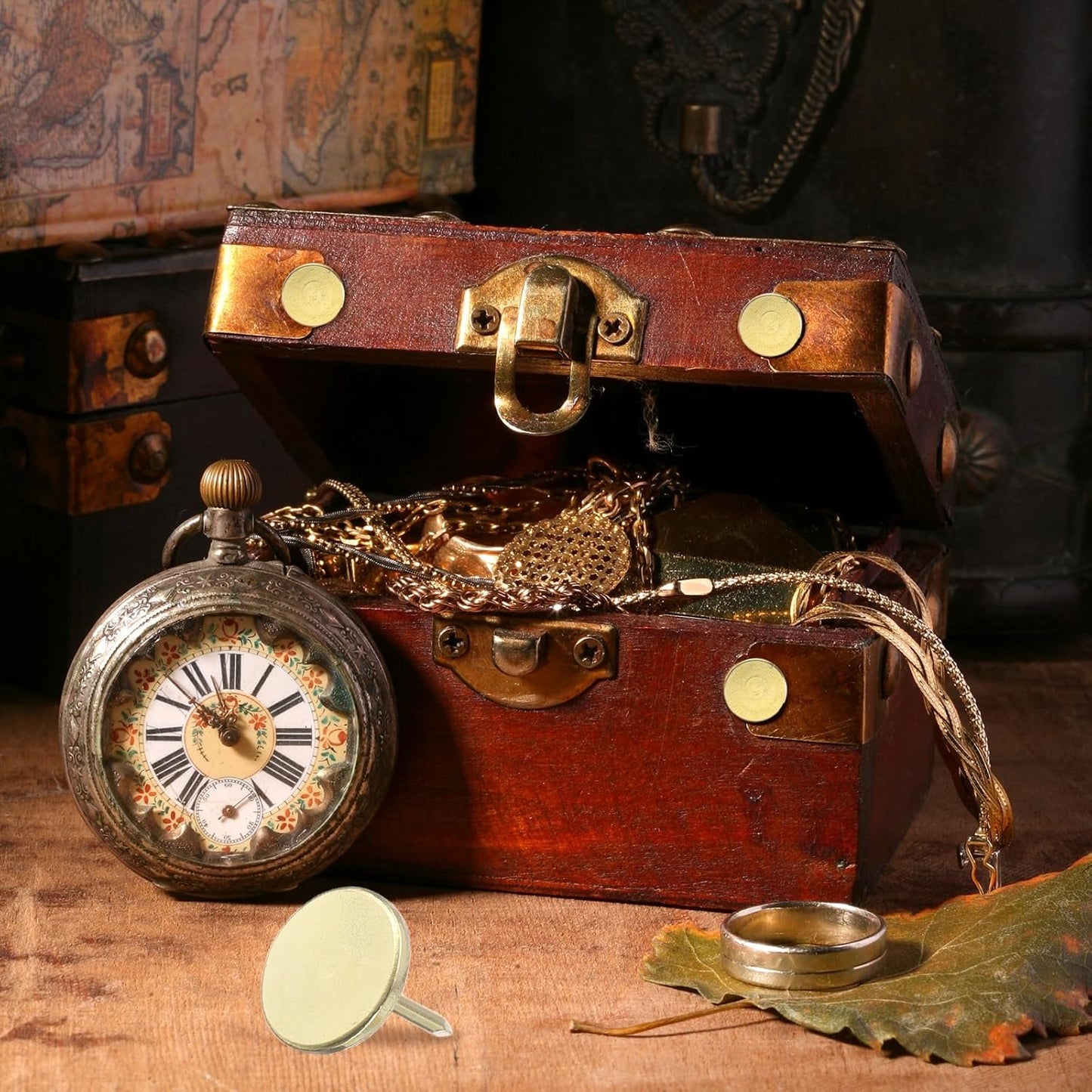 uxcell 100Pcs Upholstery Tacks, 11mmx13mm Flat Head Thumb Tack Decorative Furniture Nails Push Pins for Furniture Sofa Headboards, Gold