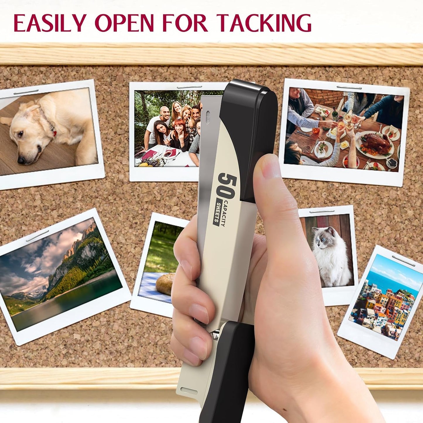 Metal Stapler Heavy Duty 50 Sheet Capacity with 1750 Staples and Staple Remover, Full Strip Staplers for Desk, No Jam, Non-Slip for Office & Classroom, White