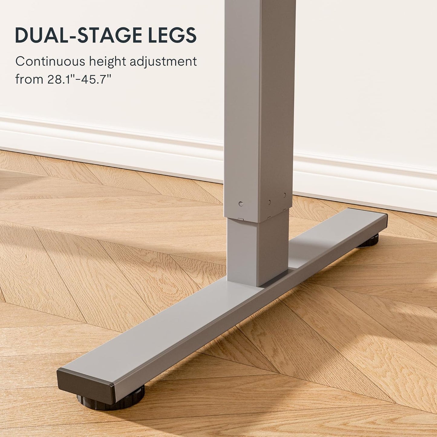 FLEXISPOT EN1 Whole-Piece Standing Desk 55 x 28 Inches Electric Stand Up Desk for Workstation and Home Office (Silver Frame + 55" White Top, 2 Packages)