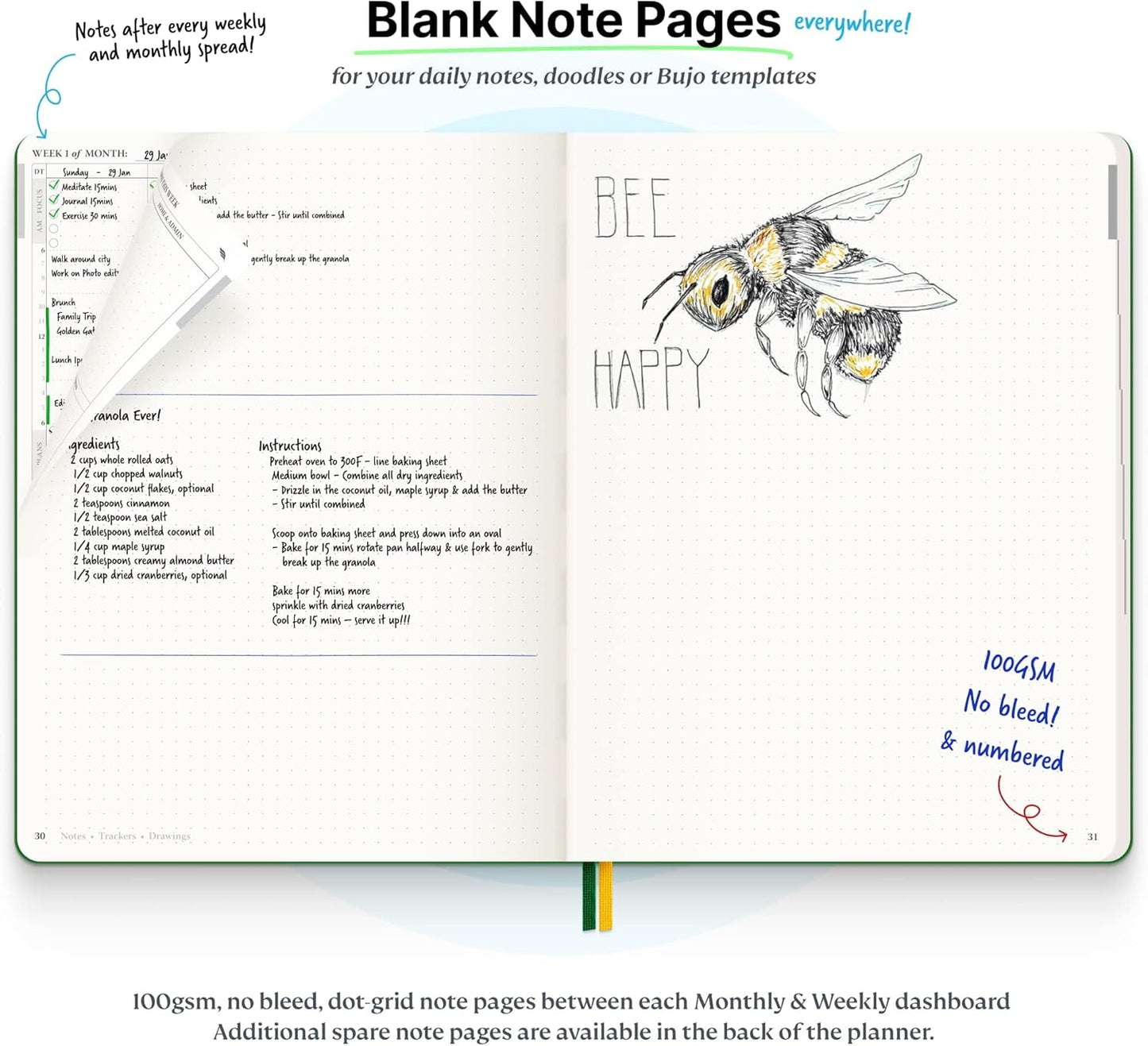 Roterunner 2025 B5 Pink Softcover Purpose Planner Notebook 7.5'x9.8' Undated Planner Daily Weekly Monthly Productivity Goal Setting Tool for Work Home ADHD Adults Self Care Journal