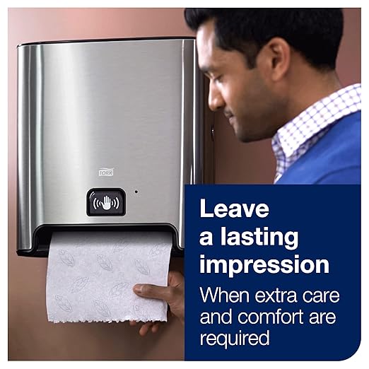 Tork Matic Hand Towel Roll Dispenser with Intuition Sensor, Stainless Steel, Image, H1, One-at-a-Time Dispensing - 461202