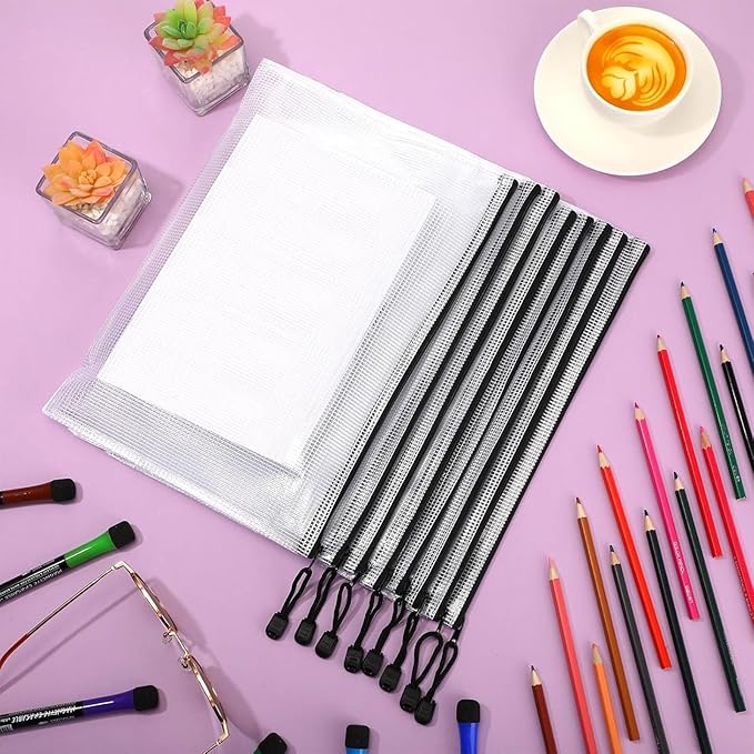 Jetec 32 Pcs Mesh Zipper Bags Toy Storage Bikini Organizer Bag Bolsas Para Guardar Trajes De Baño Waterproof Zipper Reusable Pouch Puzzle Multipurpose for Storage Office(Black,13 x 9.5 Inch)