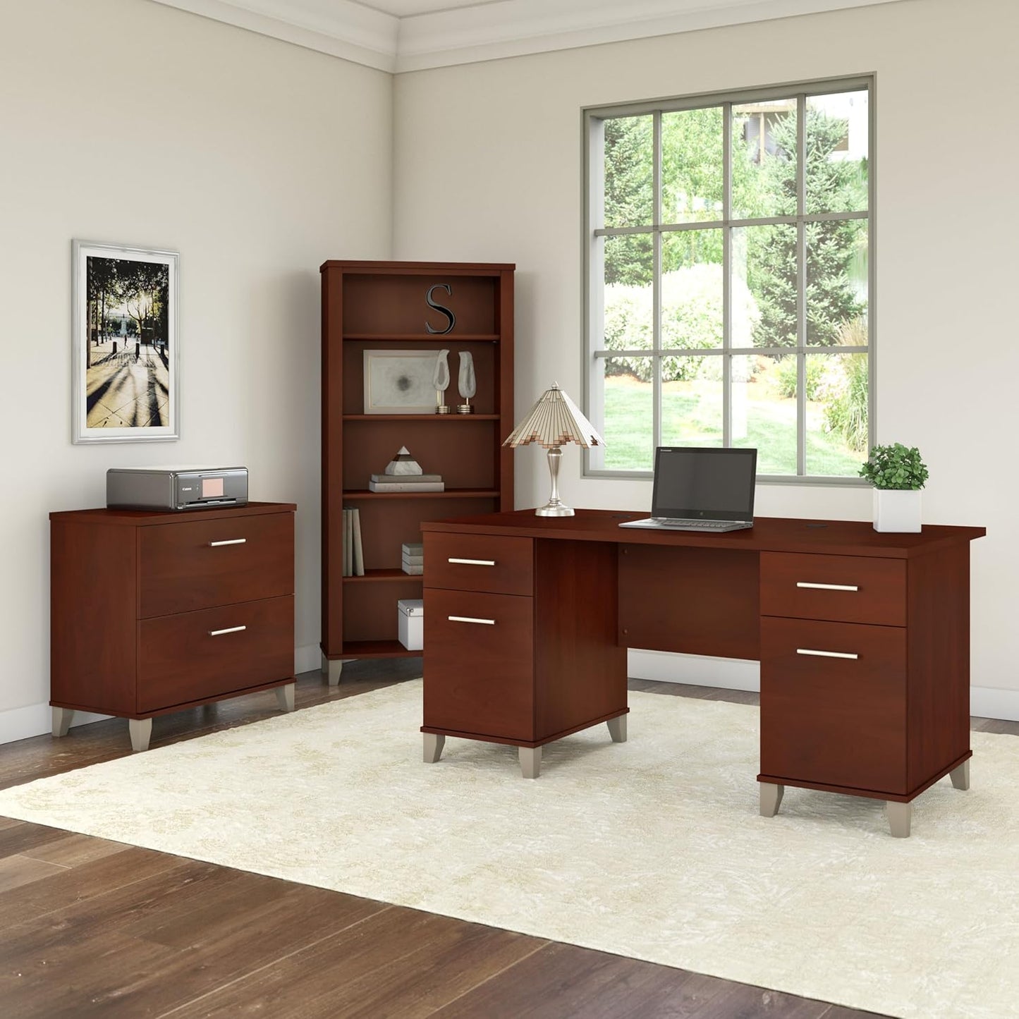 Bush Furniture 2 Drawer Lateral File Cabinet, Letter and Legal-Size Document Storage for Home or Professional Office, Somerset Collection, Hansen Cherry