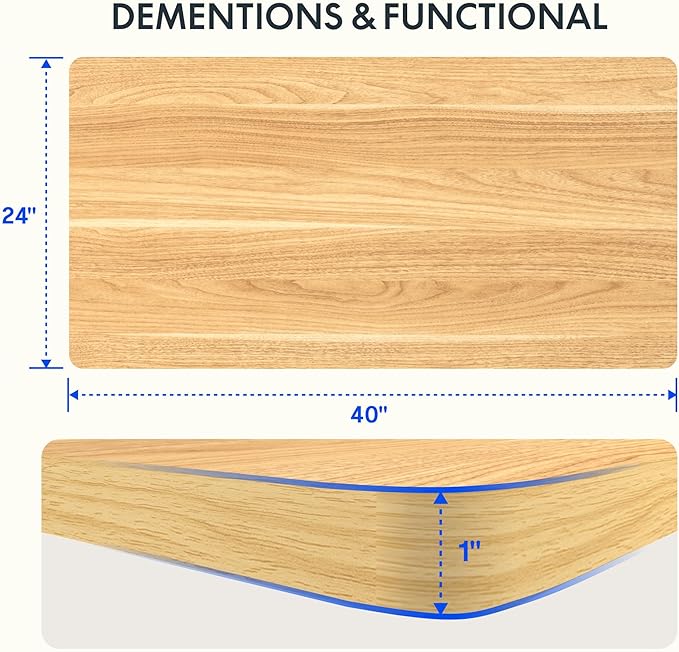 FLEXISPOT EN2 Whole-Piece Standing Desk with Clamp Power Strip, 40 x 24 Electric Stand Up Height Adjustable Desk with Cable Management (White Frame + 40" Maple Top)