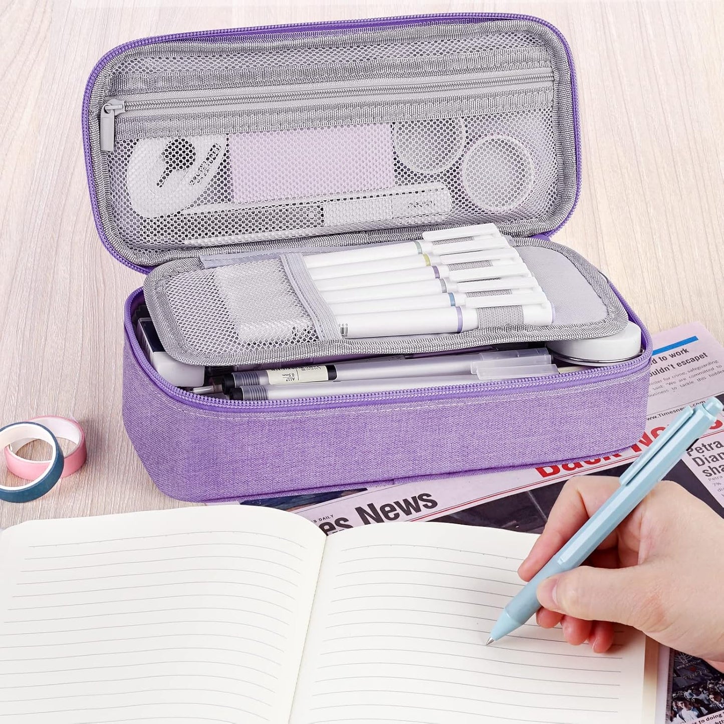 WEMATE Pencil Case, Large Storage Organizer for Stationery, Back - to - School Essential, Teacher Must - have, Big Pencil Pouch, Marker Case School Supplies for College & High School