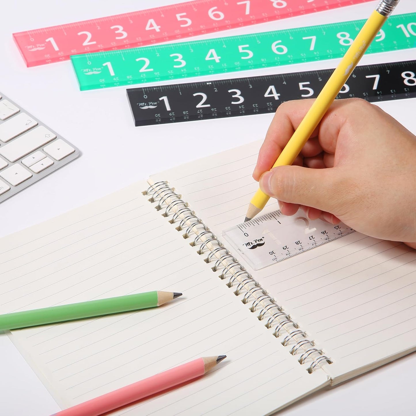 Mr. Pen- Plastic Rulers with Large Numbers, 12-Inch, 4 Pack, Metric & Imperial, Colorful Rulers for Kids, Ruler 12 Inch, Metric Ruler, mm Ruler, Rulers 12 Inch Ruler, Rulers for Kids
