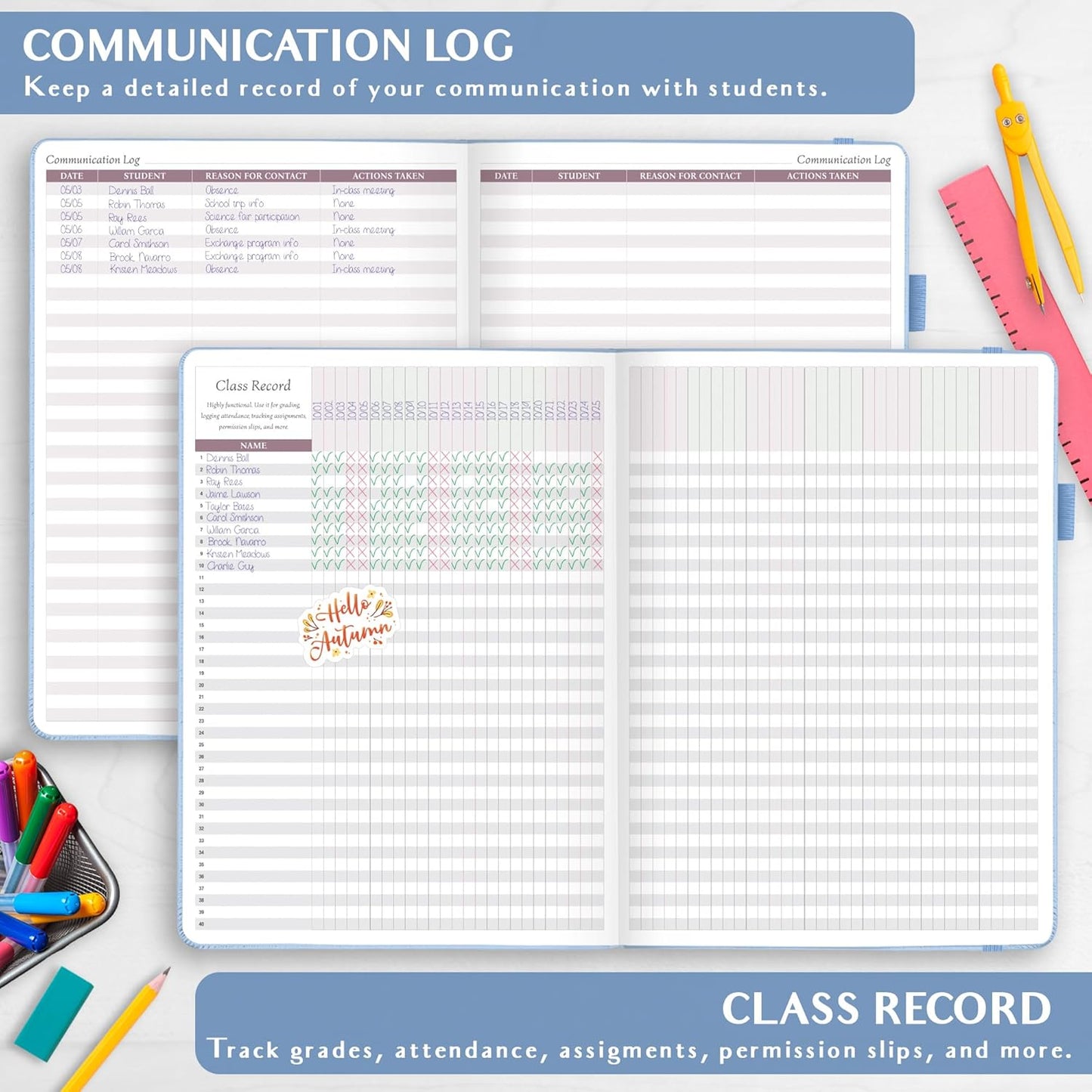 Legend Teacher Planner – Undated Lesson Plan Book for Teachers with Weekly & Monthly Calendars - Classroom Organization & School Year Planner – 8.5”x11.5” Hardcover (Periwinkle)