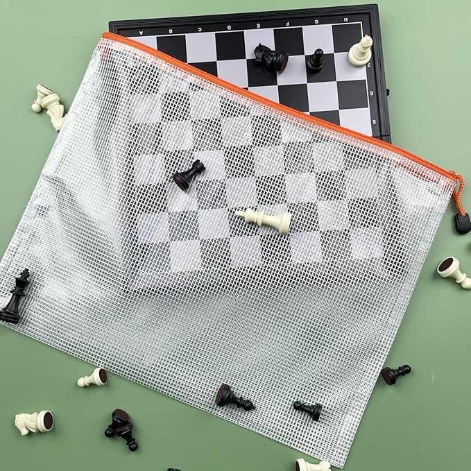 Oaimyy-18PCS-12 x 16 Inches-Mesh Zipper Pouch, Plastic Zip File Folders Puzzle Bags for Organizing,for Office Supplies,Travel,Home Storage-Multicolor, 12"x 16"