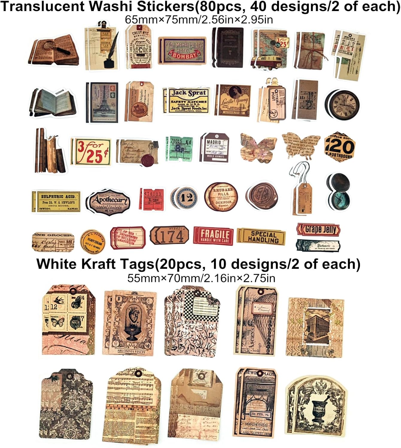 200PCS Vintage Scrapbooking Supplies Pack, Aesthetic Scrapbook Sticker Paper Art Journaling Kit for Bullet Junk Journals,Planner,Cottagecore Decor Gifts (Retro Letters)