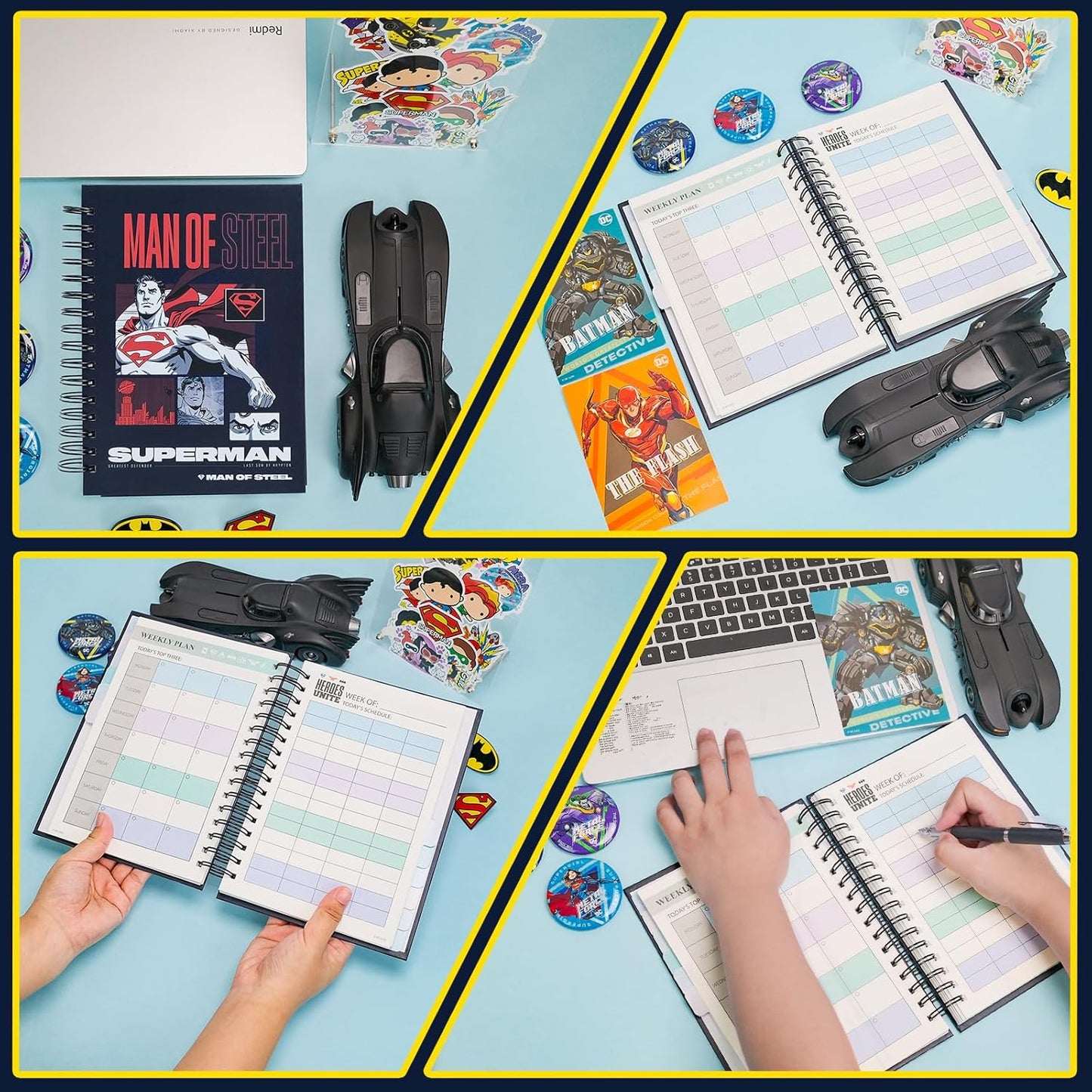 Hero Academic Planner, Weekly Monthly Daily Agenda, Custom Date Organizer for Time Management, Spiral Bound Notebook with Colorful Tabs,Datebooks for School Office Home(Navy Red)