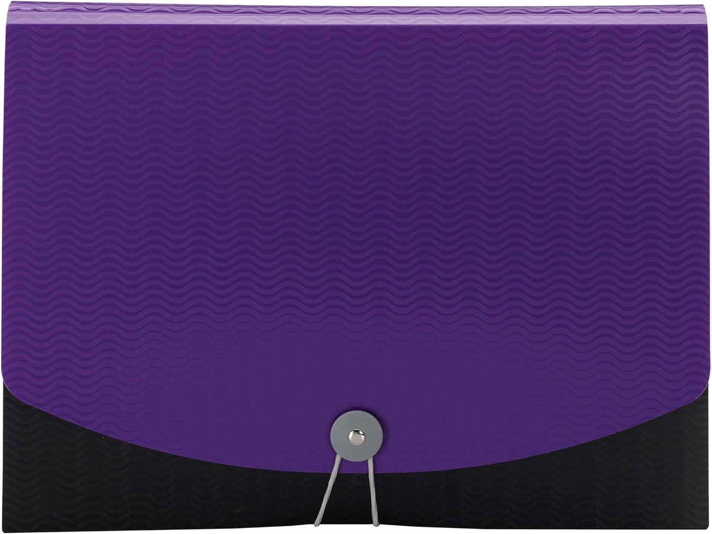 Smead Poly Expanding File, 6 Dividers, Flap and Cord Closure, Letter Size, Wave Pattern Purple/Black (70882)