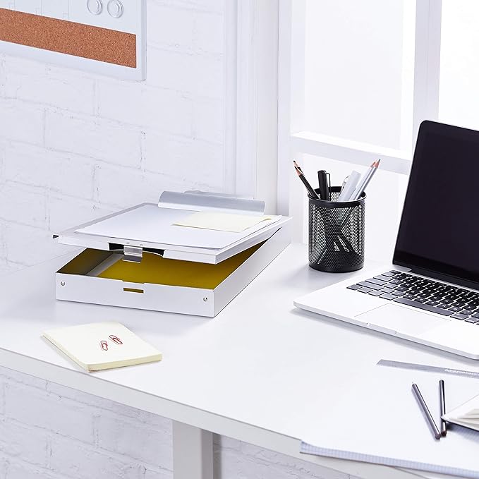 Amazon Basics Metal Storage Clipboard, Three-Tier, Pack of 10, letter size, Silver