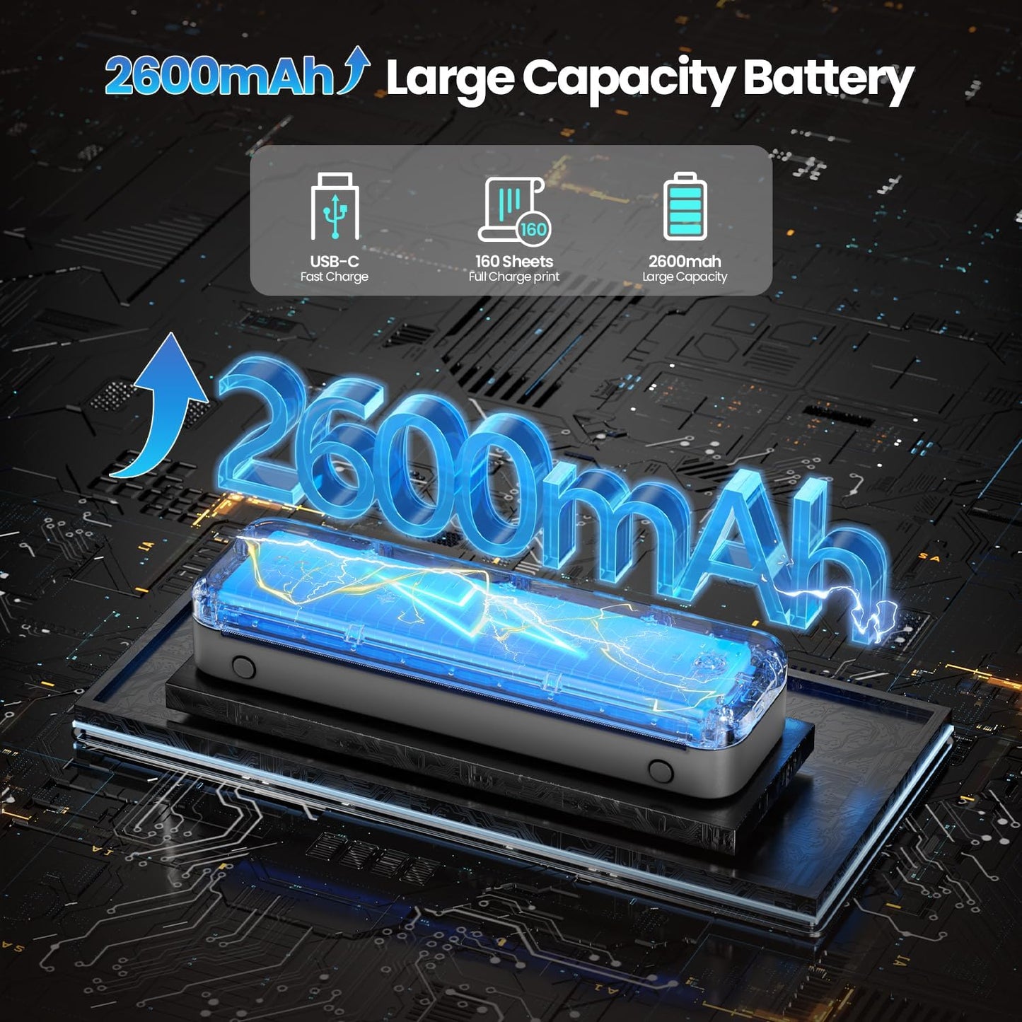 Phomemo M834 Portable Printer Wireless for Travel, Bluetooth Thermal Printer 8.5" x 11"&A4, Compatible with iOS,Android & PC,Inkless Mobile Printers for Travel,Office,School,Home,Gray