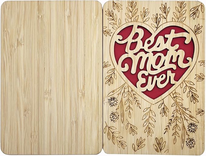 Mothers Day Cards,Handmade Bamboo Greeting Cards,Wooden Thankyou Card,Mother's day Card for Mom,Mum,Best mom flower
