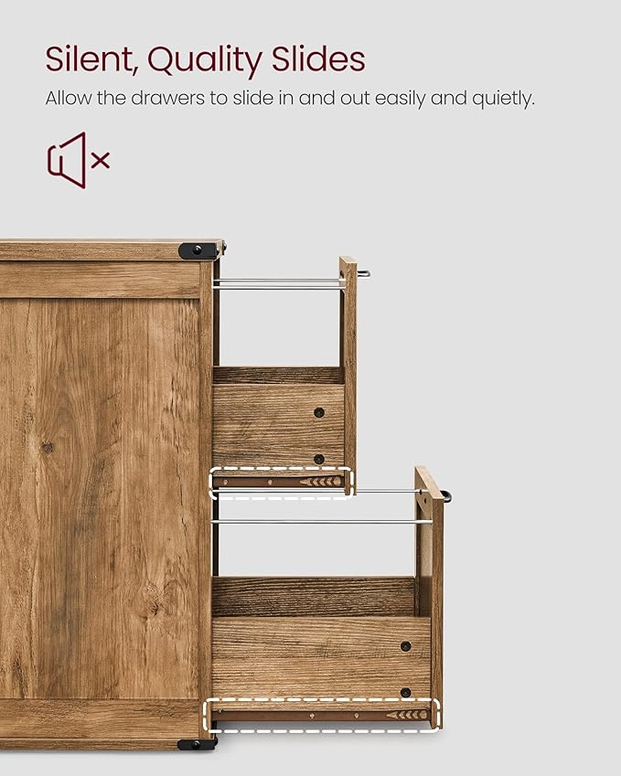 VASAGLE File Cabinet, Filing Cabinet with 2 File Drawers, Printer Stand, Fit A4, Letter Size, Hanging File Folders, Modern Farmhouse Style, for Home Office, Honey Brown UOFC048T41